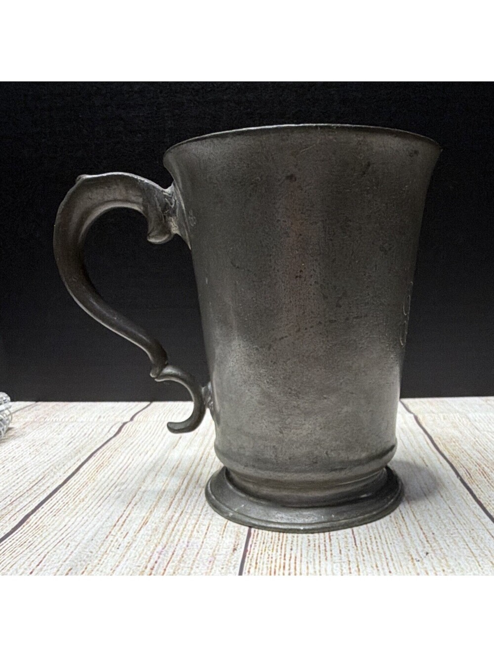 Pewter Tankard Mug w/ Handle, Crown Touchmark, Monogram Engraved